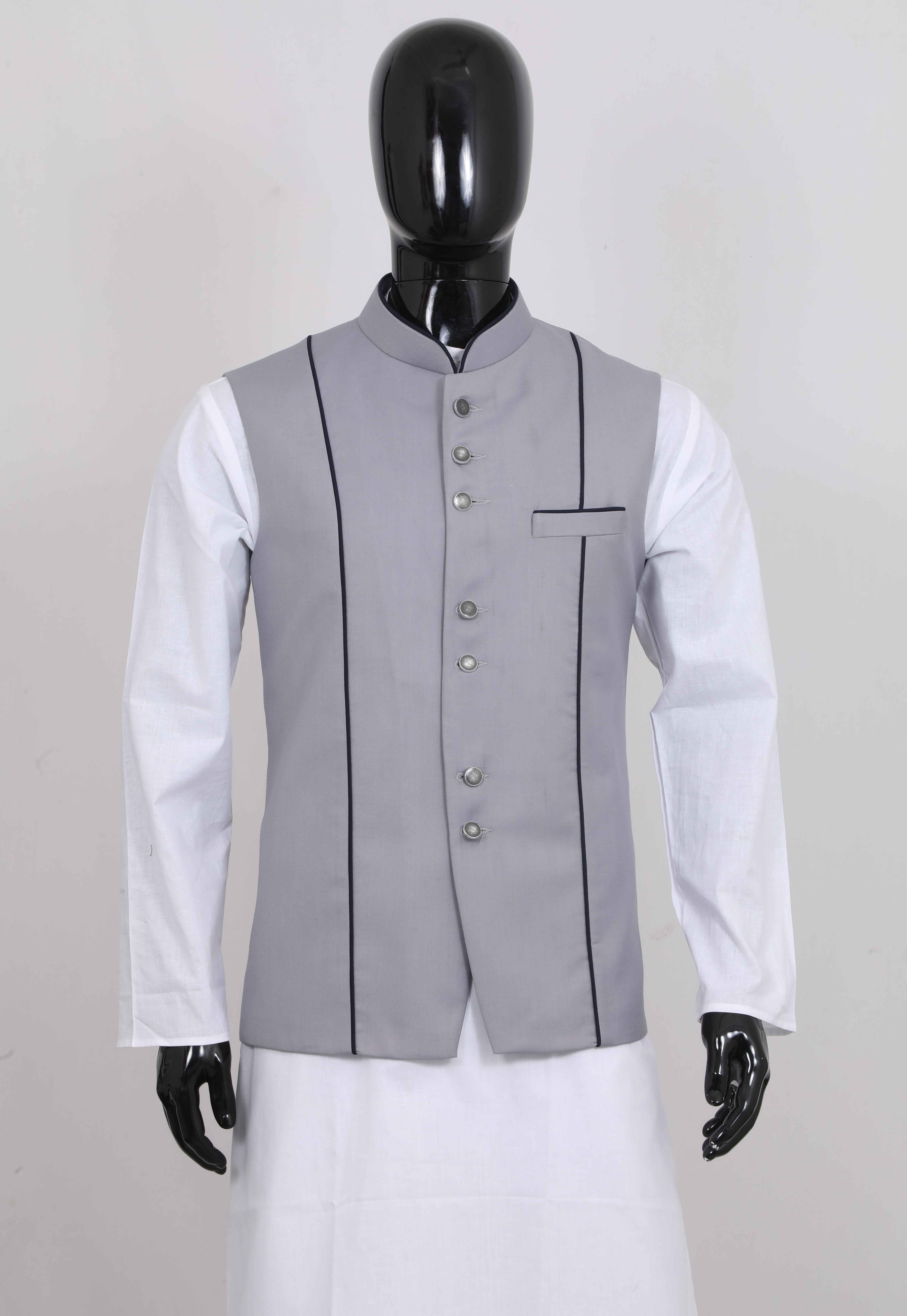 MWT 129 Elite Grey Contrast Waistcoat
